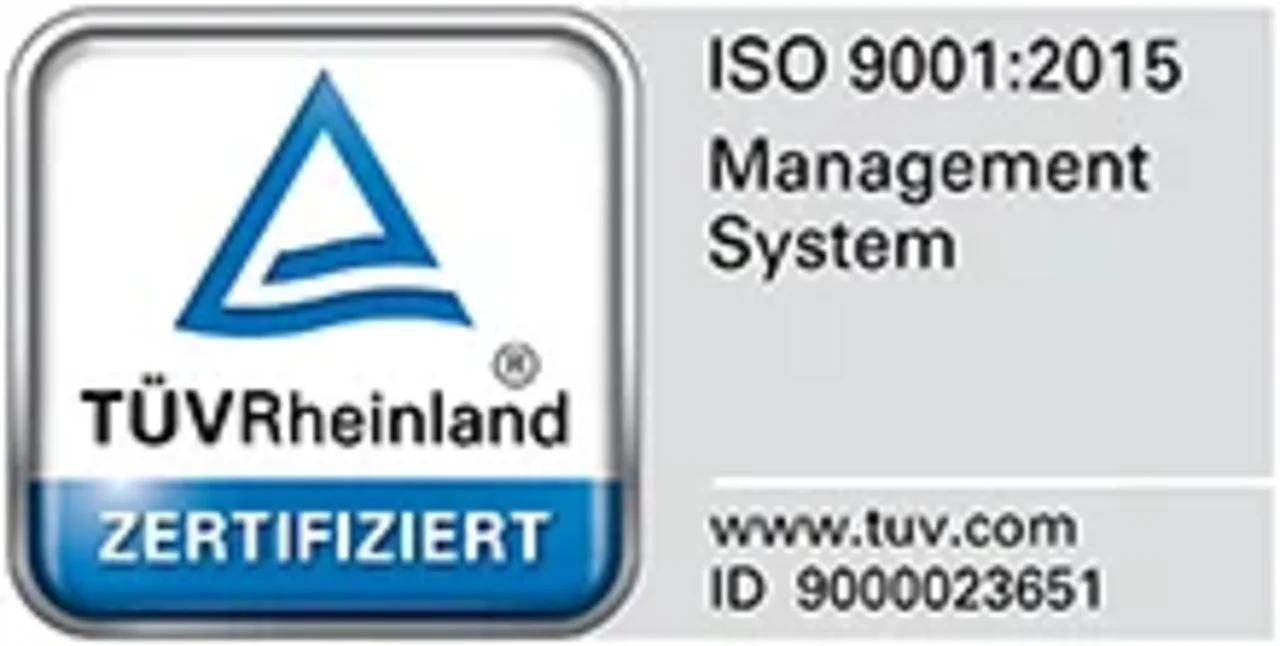 TÜV Rheinland ISO 9001:2015 Öffnet PDF Zertifikat TÜV Rheinland ISO 9001:2015